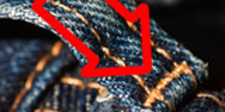 Close-up of a seam on a belt loop
